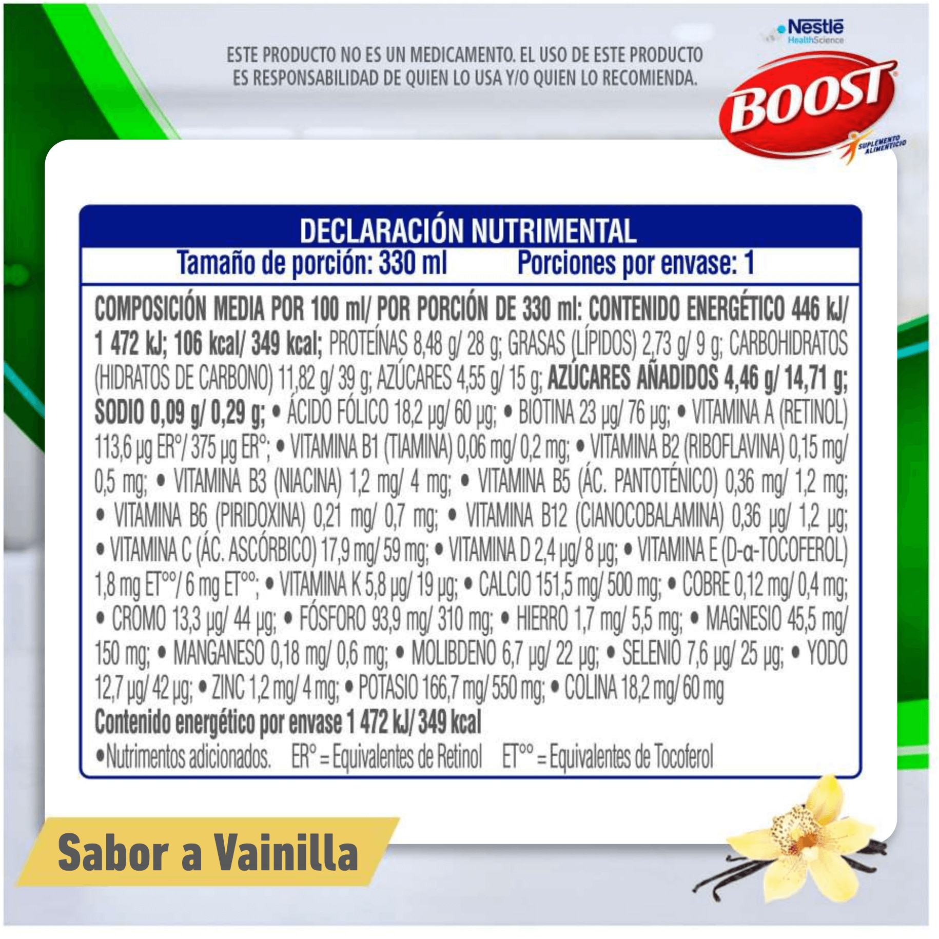 tabla nutricional vainilla boost